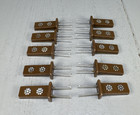 Travco MCM Corn on the Cob Holders Picks Brown Plastic Silver Daisy Set of 10