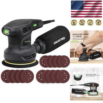 Compact 5'' Electric Orbital Sander 280W with 15 Discs & Powerful Dust Extraction