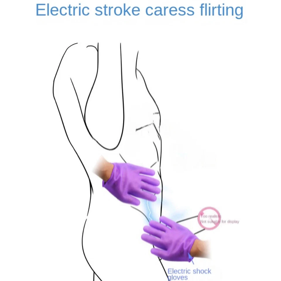 1pair Conductive E-stim Therapy Massage Electric Glove Body Massager with Roller - Image 4 of 4