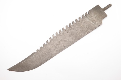 Vtg 1986 Parker Edwards Archegos USA Fixed Damascus Bowie Knife Blade Blank #2
