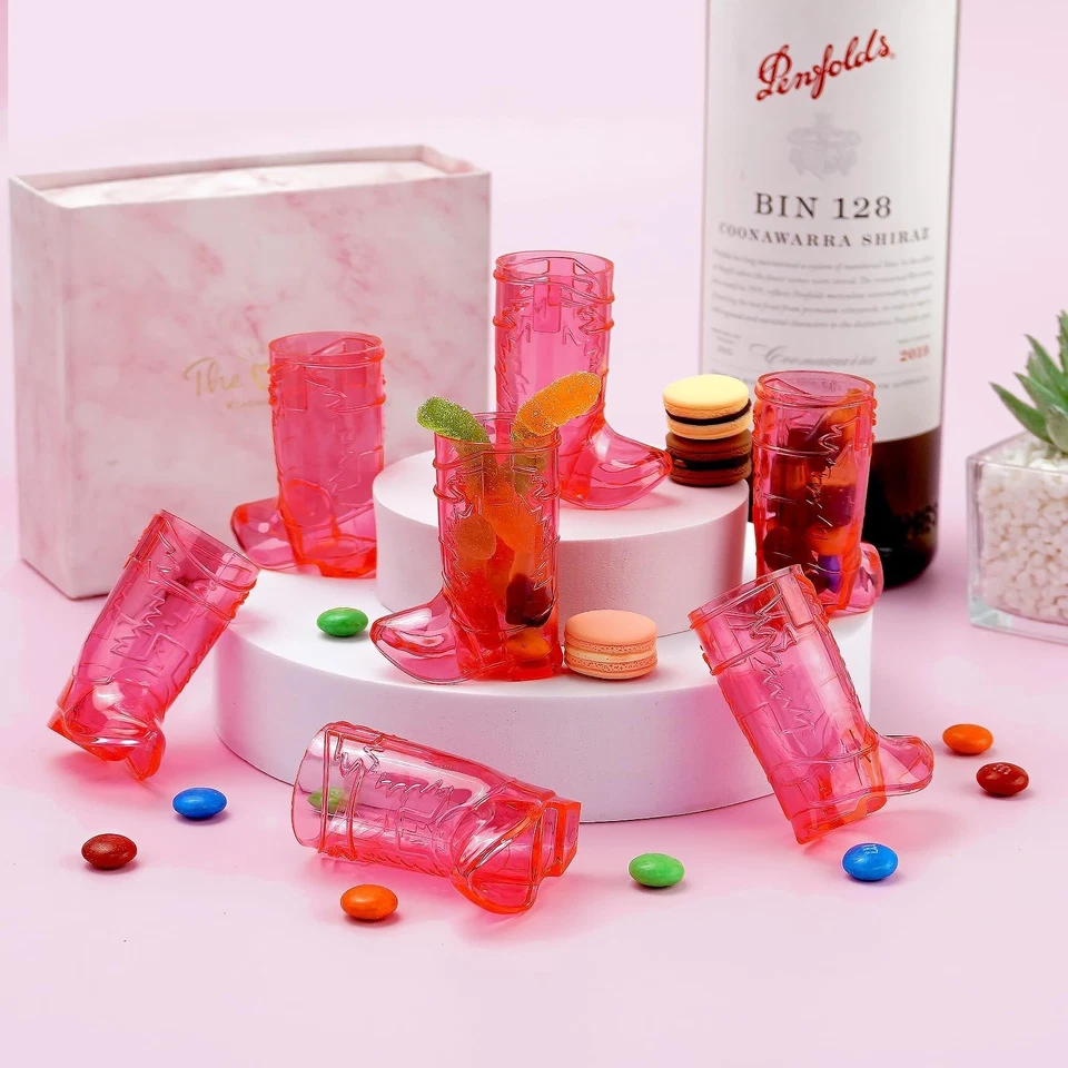 Vasos de chupito para botas de vaquero, 12 piezas 1 OZ mini vaso de plástico para chupito para botas, reutilizables... Foto 4 de 4