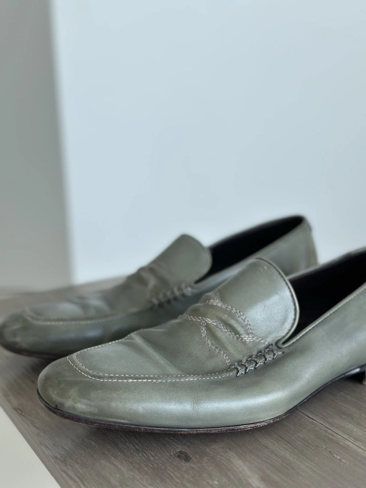 Mocassino Bottega Veneta Astaire pelle verde scuro EU 43 5 u senza scatola