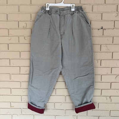 VTG LL Bean Womens 10 Pathfinder Flannel Lined Grey Canvas Pants Gorpcore Nature