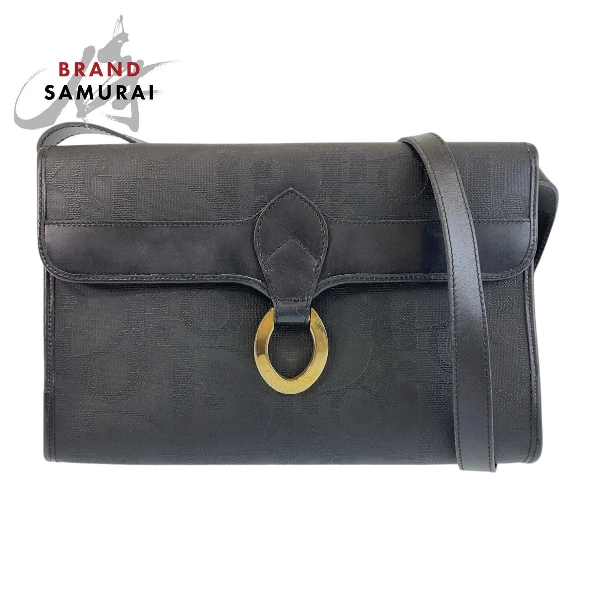 Christian Dior Vintage Trotter Noir Noir Or Quincaillerie PVC Diagonale Épaule