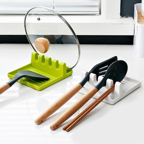 Kitchen Countertop Spoon Spatula Utensil Rest Holder Heat-Resistant Pot Lid Rack