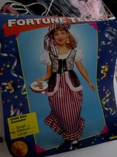 Deluxe Girls FORTUNE TELLER COSTUME Medium 8-10 DRESS VEST HEADPIECE NEW Gypsy