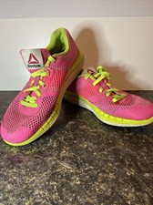 Reebok Youth Lace Up Atheltic Sneakers Neon Pink And Yellow Running Hiking Sz 2