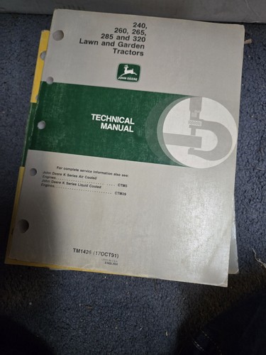 John Deere 320 285 265 260 240 Tractor Shop Service Repair Manual TM1426