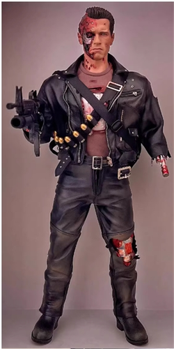 Damage Ver. Leather Jacket Pants For 1/4 Terminator T800 Arnold Action Figure - Picture 5 of 9