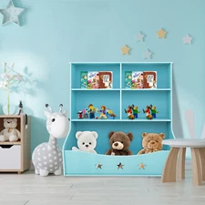 3 Tier Low Bookcase Display Shelving Storage Shelves PVC Board Unit Stand USA