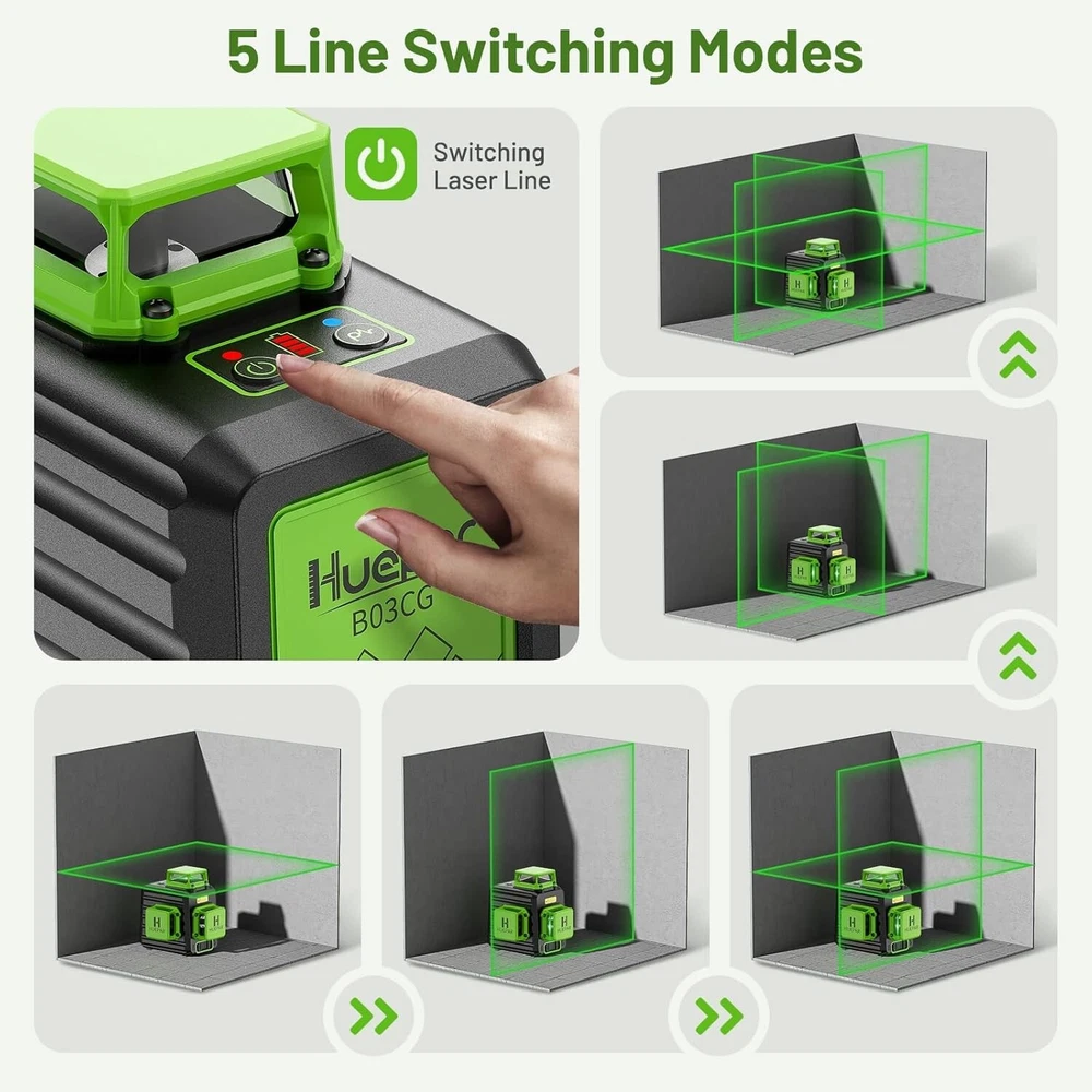 High Brightness 3x360° Laser Level - Perfect for Construction & Picture Hanging