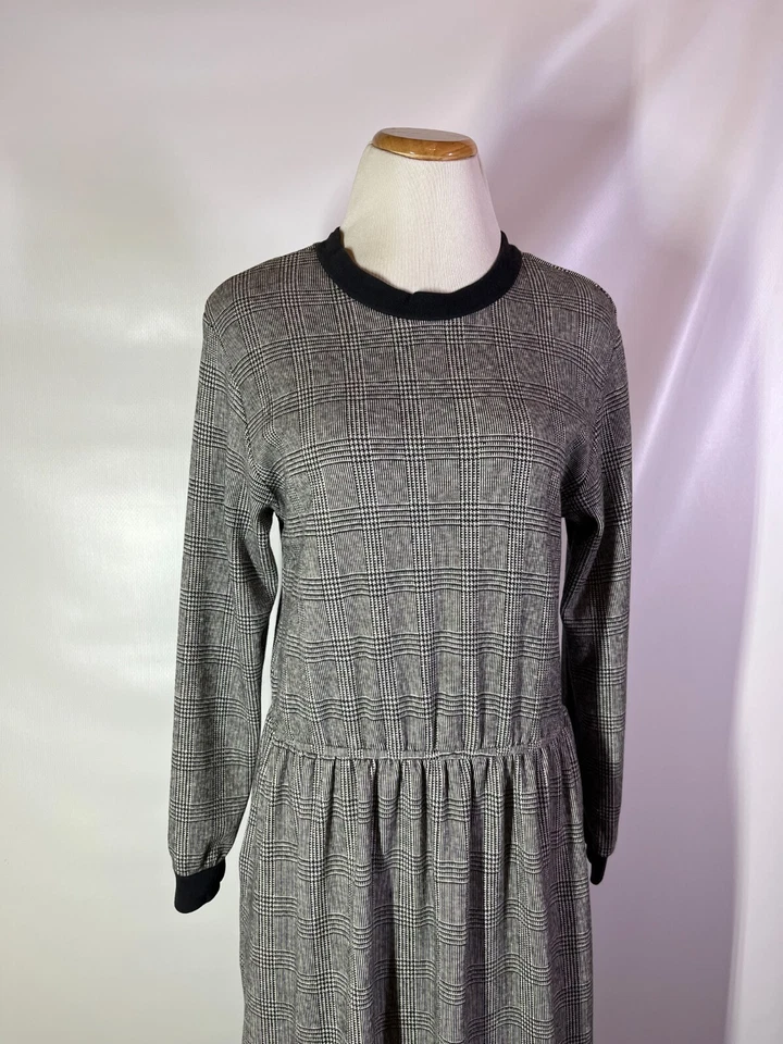 Vestido Pullover Vintage Orvis Talla M Tejido Manga Larga Cuadros Negro Blanco Foto 3 de 4