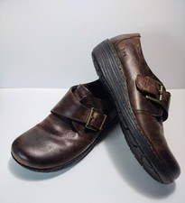 BOC Born Concept Women's Mule Clogs Slip On Size 8 Brown Leather with Buckle