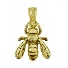 New 14k Yellow Gold Bee Pendant