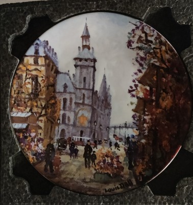 Henri d'Arceau & Fils Le Marche Aux Fleurs Et La Concie Limoges France Plate COA