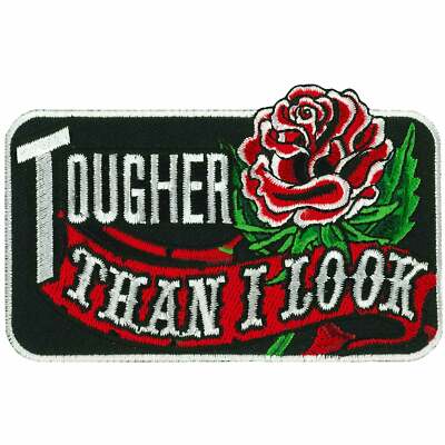 TOUGHER THAN I LOOK High Thread Sew Iron-On Heat Sealed Backing Patch - 4'' x 3''