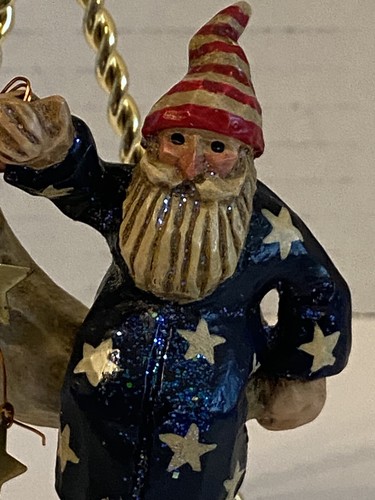 Pam Schifferrel Folk Art Christmas Ornament Wizard Crescent Moon Stars Vintage - Picture 10 of 11