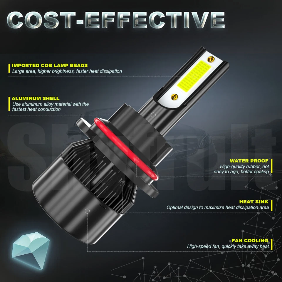 For 2001-2007 Dodge Caravan Chrysler Town & Country LED Headlights Hi-Low Bulbs - Image 3 of 4