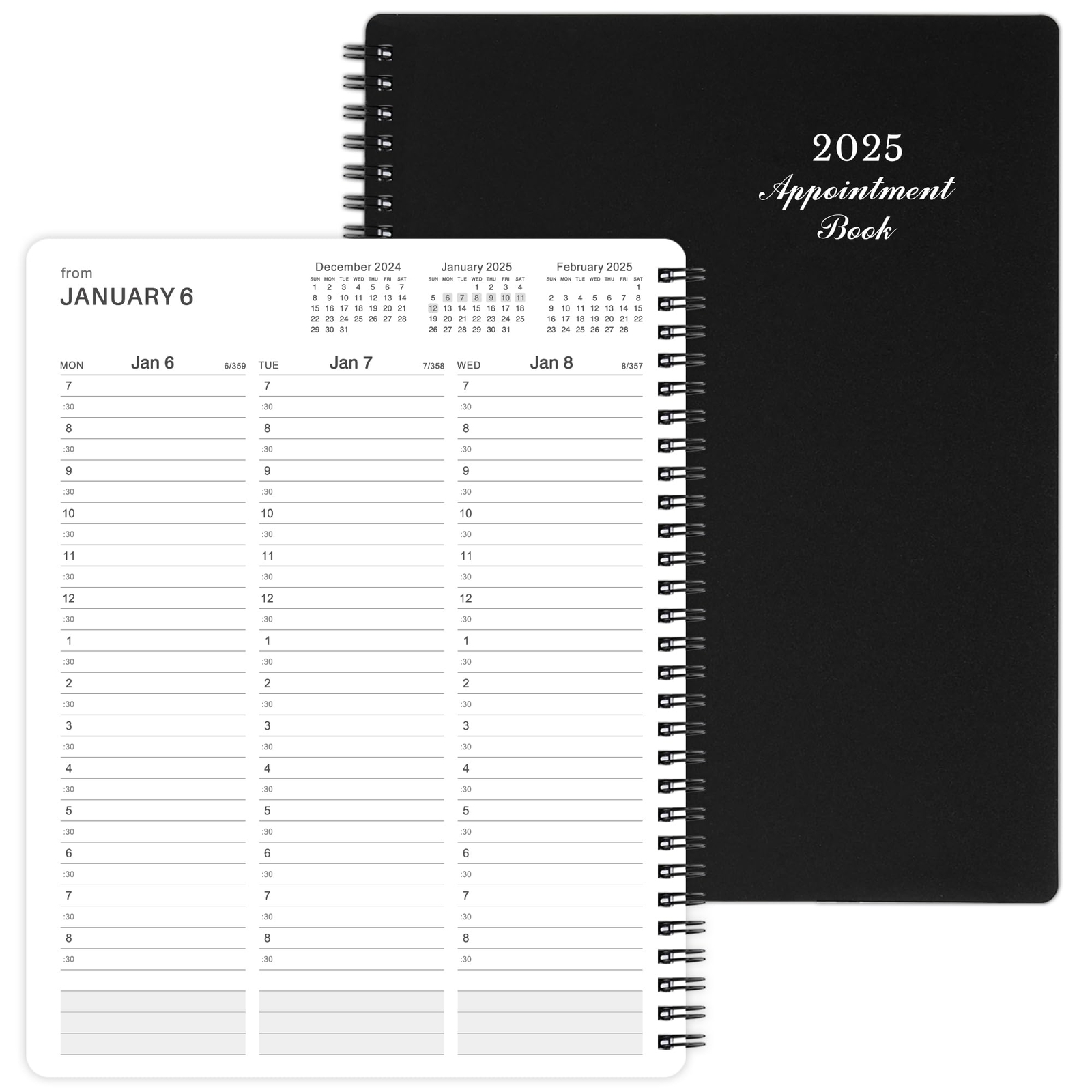 2025 Weekly Appointment Book & Planner - Jan 2025 - Dec 2025 2025 Daily Hourl...