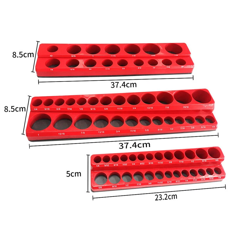 6PCS Magnetic Socket Organizer Storage Holder Trays Set 1/4" 3/8" 1/2" 143 Slot - Image 3 of 4