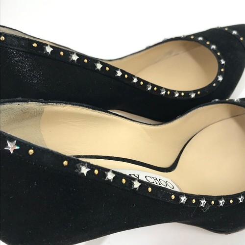 JIMMY CHOO Star Tacones Altos Bombas Gamuza Negro - Imagen 8 de 16