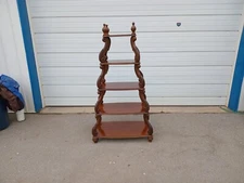 Vintage 5-Tier Carved Walnut Etagere Shelf/Bookcase