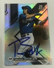 BREWER HICKLEN SIGNED 2019 BOWMAN PLATINUM PROSPECT ROOKIE CARD AUTO
