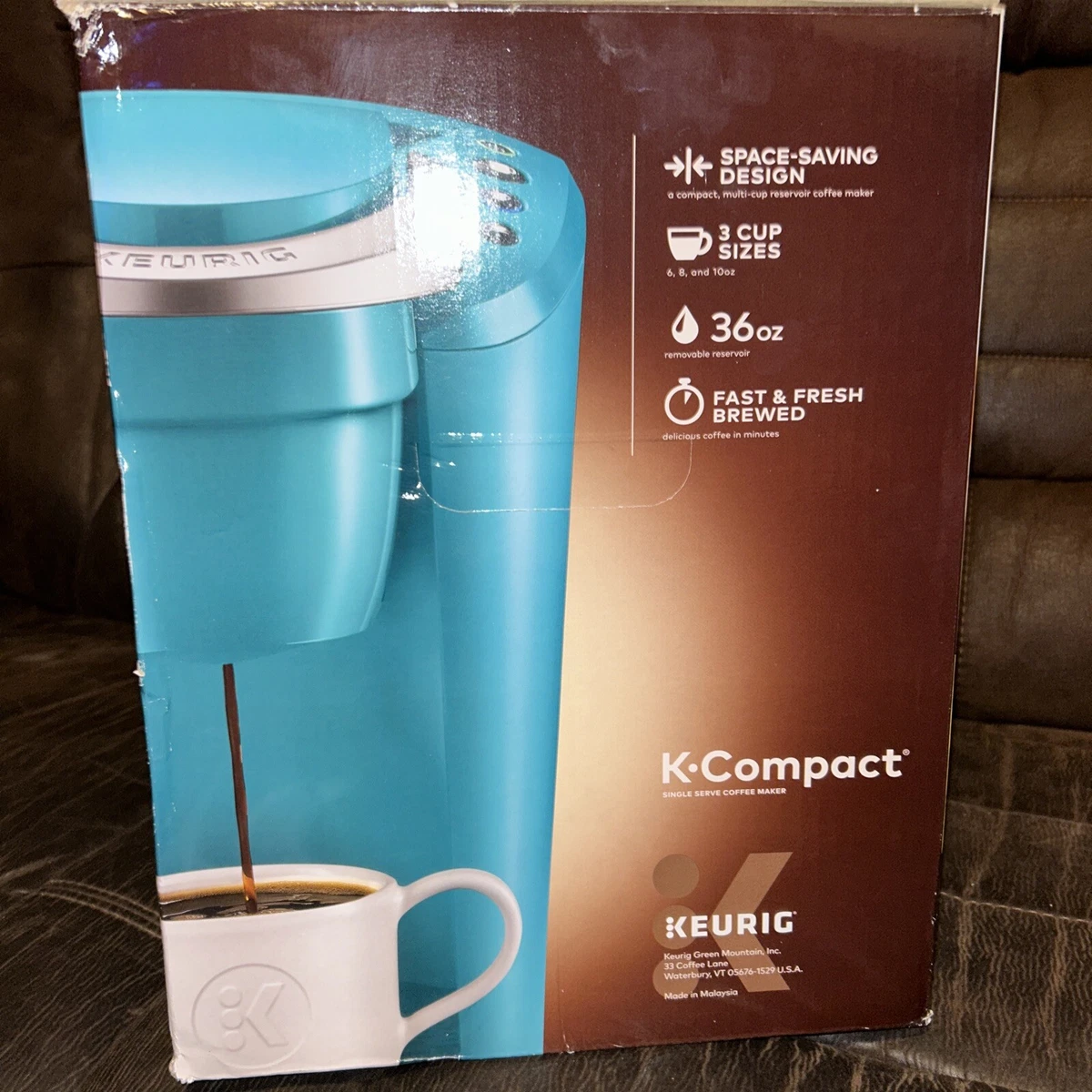 Keurig K-Compact Single K-Cup Pod Coffee Maker, 36 oz Turquoise