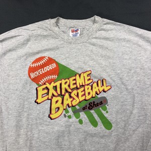 Vtg-Nickelodeon-Extreme-Baseball-Shea-Stadium-Shirt-Sz-XL-Gray-Short-Sleeve-Tee