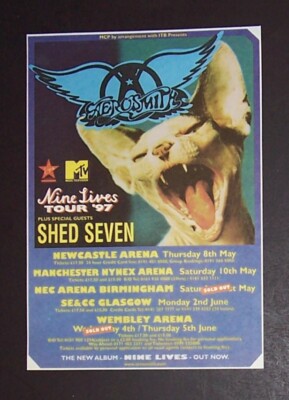 Aerosmith Nine Lives Tour 1997 Small Concert Ad, Promo Advert | eBay
