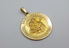 SAINT JOSEPH PRAY FOR US 14KT YELLOW GOLD 22MM ROUND PENDANT