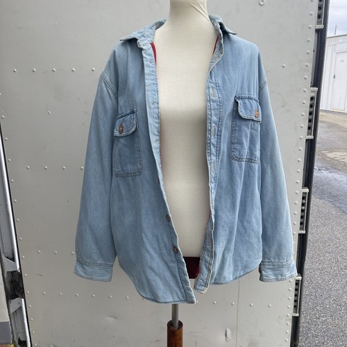 Vintage Basic Editions Men Fleece Lined Long Sleeve Denim Button Up Flannel Medi - Picture 7 of 7
