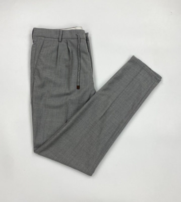 Graue Brunello Cucinelli Herrenhose Größe 54 W38 L35 Wolle Freizeit Fit Slim A