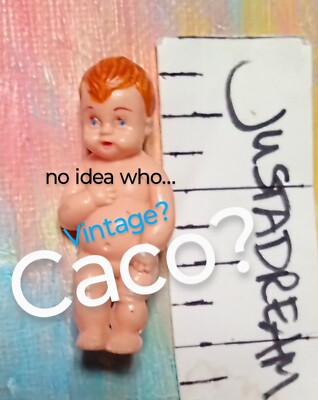 Small Dolls/Clothes *Naked Mini Dollhouse Plastic 2" Baby Doll* vtg