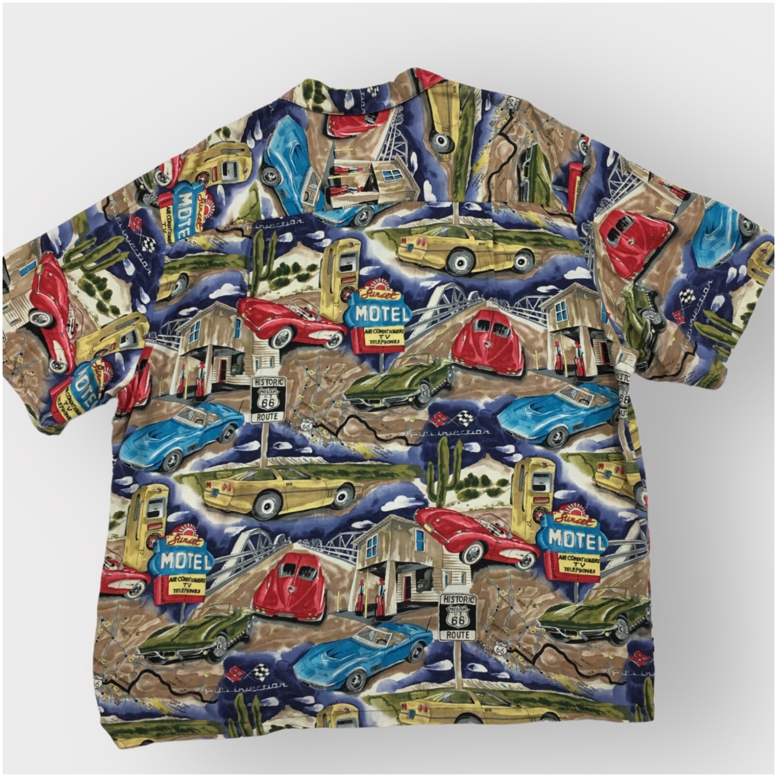 Vintage PARADISE FOUND Hawaiian Shirt Rayon Mens Size 2XL Camp Cruise ROUTE 66