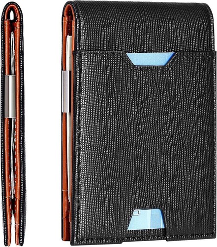 Carbon Fiber Wallet RFID Blocking Clip Money Slim Credit Card Holder Leather Men - Picture 40 of 46