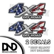 4x4 Off Road Decals Sticker fits Chevy Silverado - American Flag 2 PACK MK184OR4