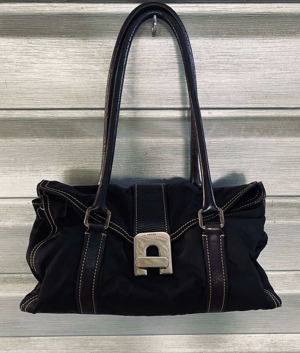 PRADA Vintage Black Tessuto Nylon Leather Satchel Handbag | eBay PRADA Vintage Black Tessuto Nylon Leather Satchel Handbag | eBay