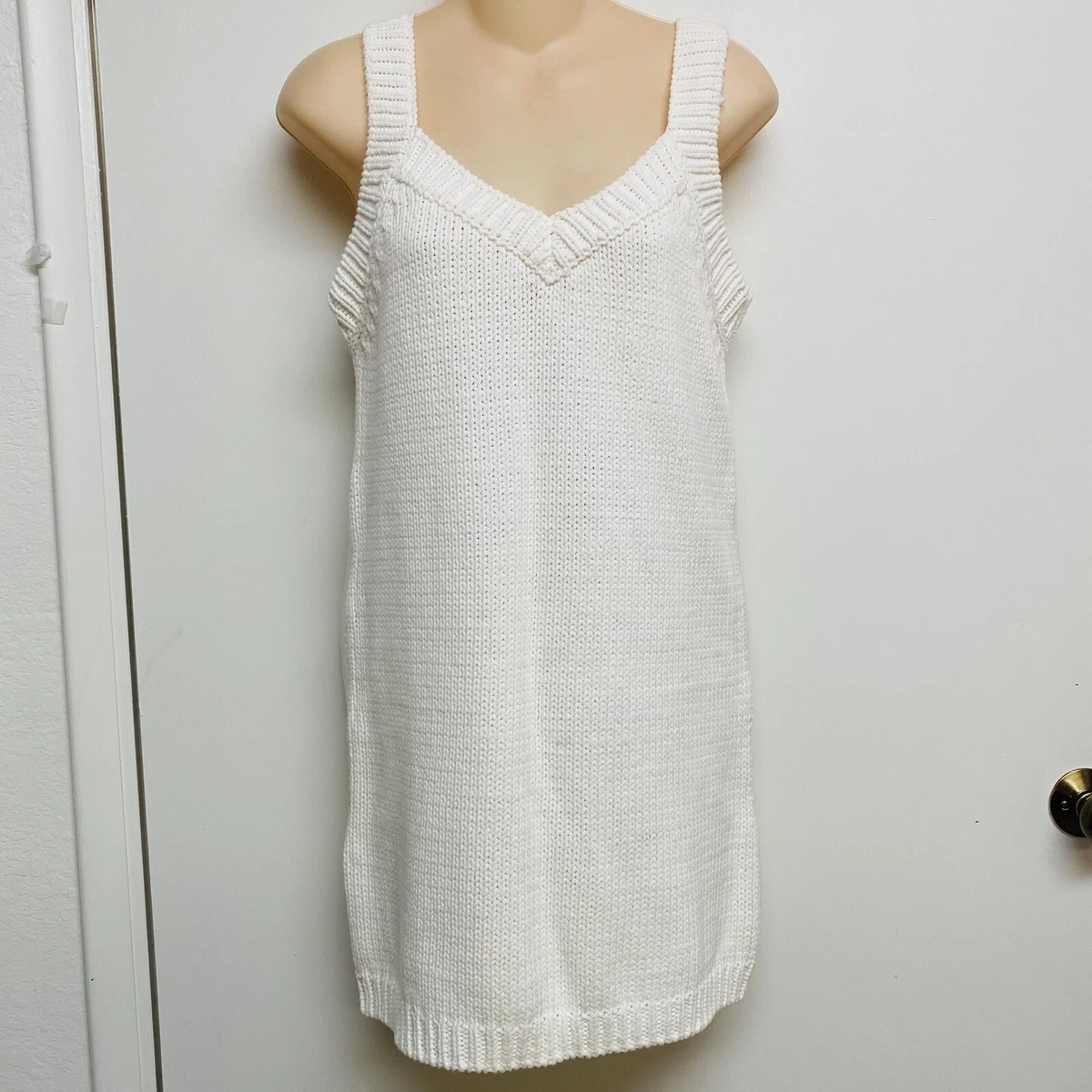 NWT Zara chunky knit white sweater tank Tunic Mini dress medium