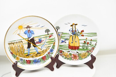 Vintage East German 2 RARE Collectors Wall Plates 80-81 Kahla GDR Spring Summer