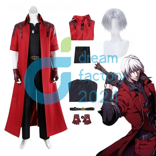 Dante Cosplay Fancy Costume Wig Red Trench DMC Devil Hunter May Cry Uniforms - Picture 1 of 26