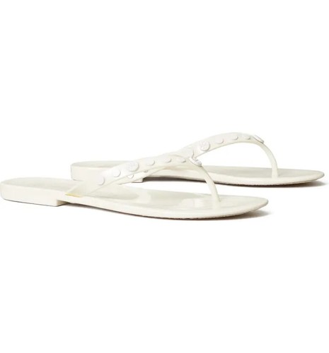 NIB Tory Burch Studded Jelly Flip Flop Thong Sandal Ivory Off White 7 8 9 $148 - 第 17/23 張圖片