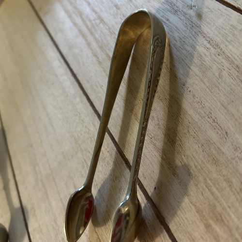 Antique Sugar Nips, Fiddle Pattern Silver Plated + 1 Other - Picture 2 of 7