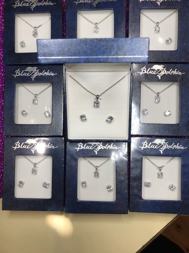 Bulk Lot 10 X Blue Dolphin Brand Crystal necklace earrings set New In Box - Picture 12 of 12