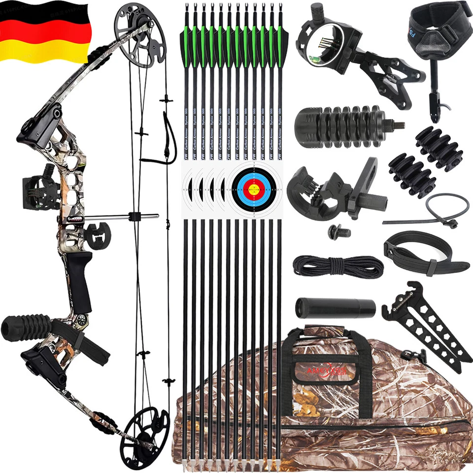 MILAEM Juego de arco compuesto 20-70lbs arco de caza flechas de carbono tiro con arco pesca caza