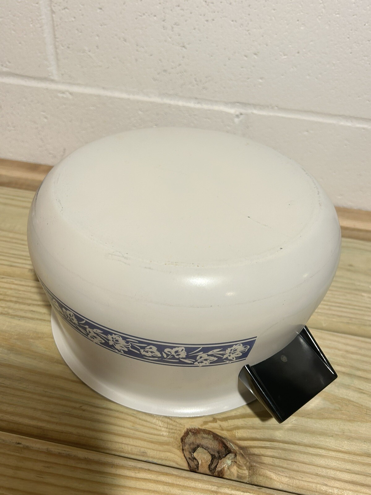 Vintage West Bend Slow Cooker Crock Round White Blue Flowers Aluminum