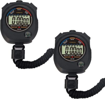 2× Multi-Function Digital Sports Stopwatch Timer Large Display Odometer Watch US