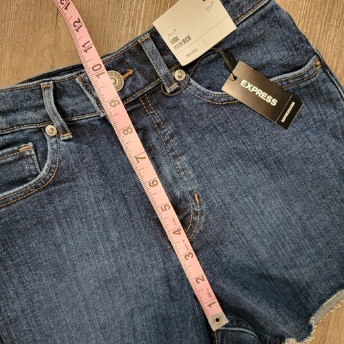 EXPRESS MIDI HIGH RISE Denim Jeans Shorts Raw Edge Hem Gr. 00 Neu mit Etikett - Bild 6 von 8