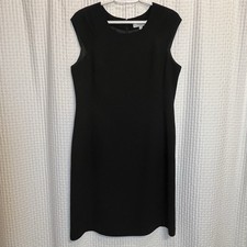 KASPER Cap Sleeve Knee Length Lined Sheath Dress Womens 8 Black Career Office