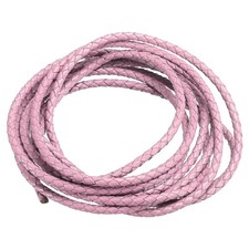 3mm okrągły pleciony skórzany sznurek do rzemiosła robienia biżuterii, różowy (2,2 jarda)